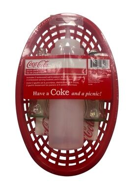 Coca-Cola 8pc Picnic Set TableCraft New Sealed - Red Baskets Glass Salt & Pepper